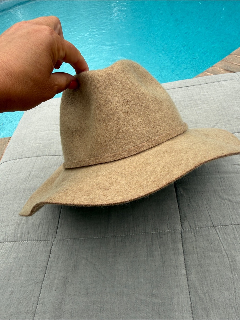 J. Crew Camel Wool Felt Hat with Black Label